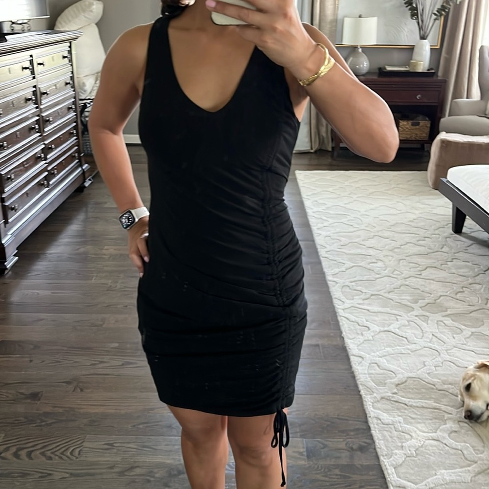 Black body con dress with side ruching